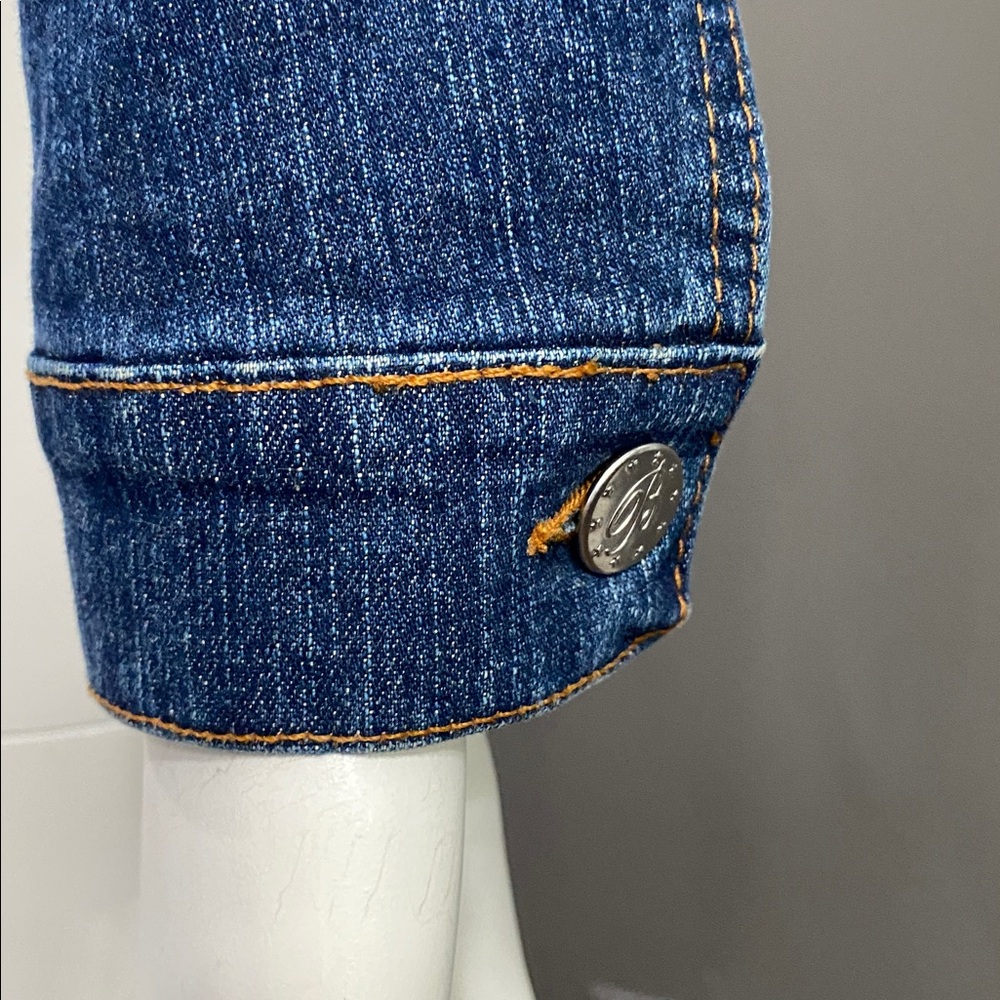 Blumarine Denim Jacket with Sequin Collar Embroidery on back Size small - Picture 6 of 15